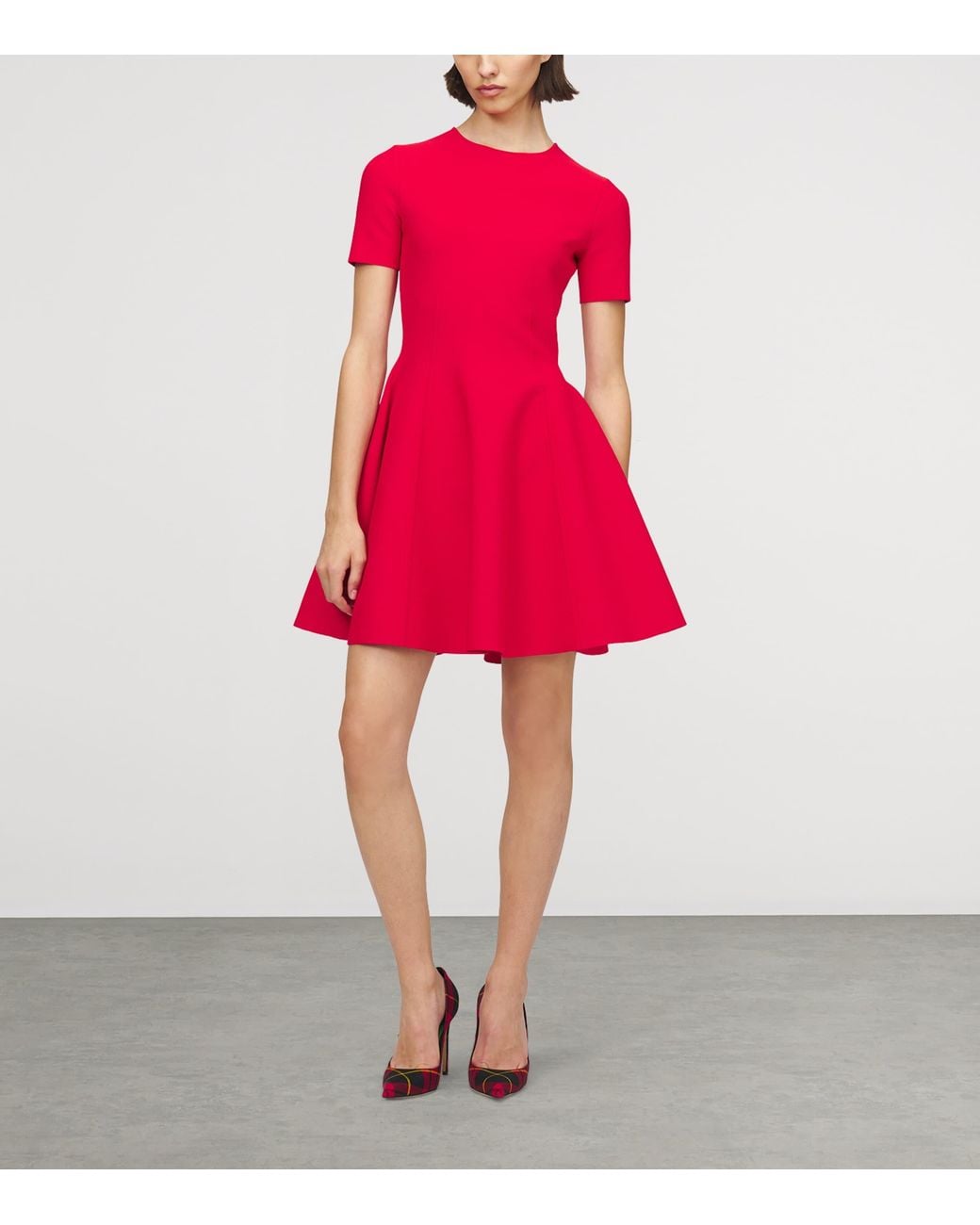McQueen Red Short-Sleeve Mini Dress