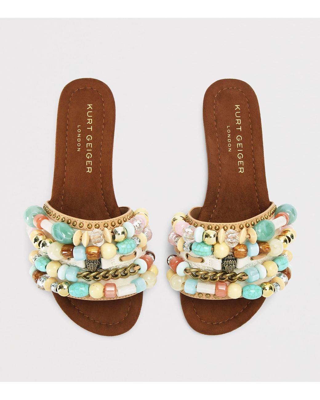 Kurt Geiger Brown Beaded Southbank Sandals