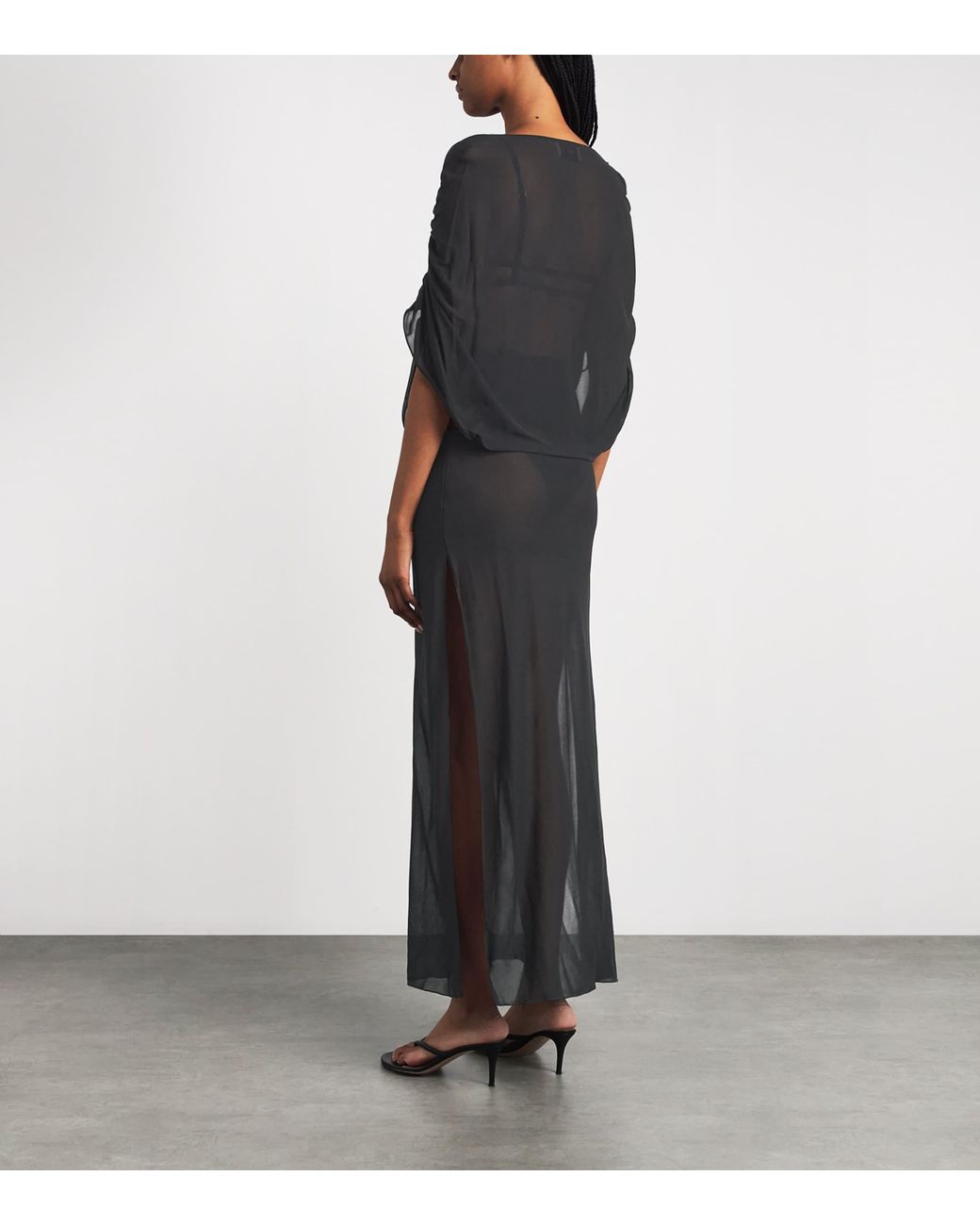 Moré Noir Black Chiffon Brighton Maxi Dress