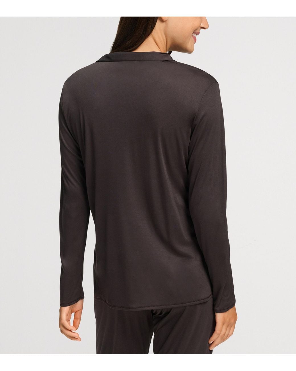 Hanro Black Modal-Silk Grand Central Pyjama Shirt