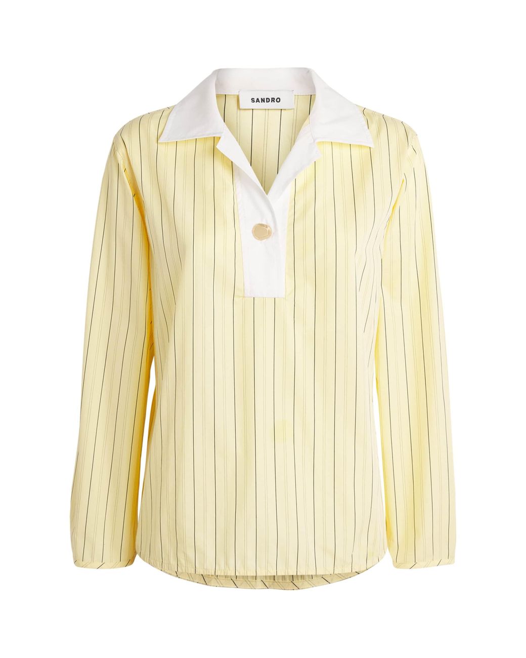 Sandro Natural Stripe Half-Placket Shirt