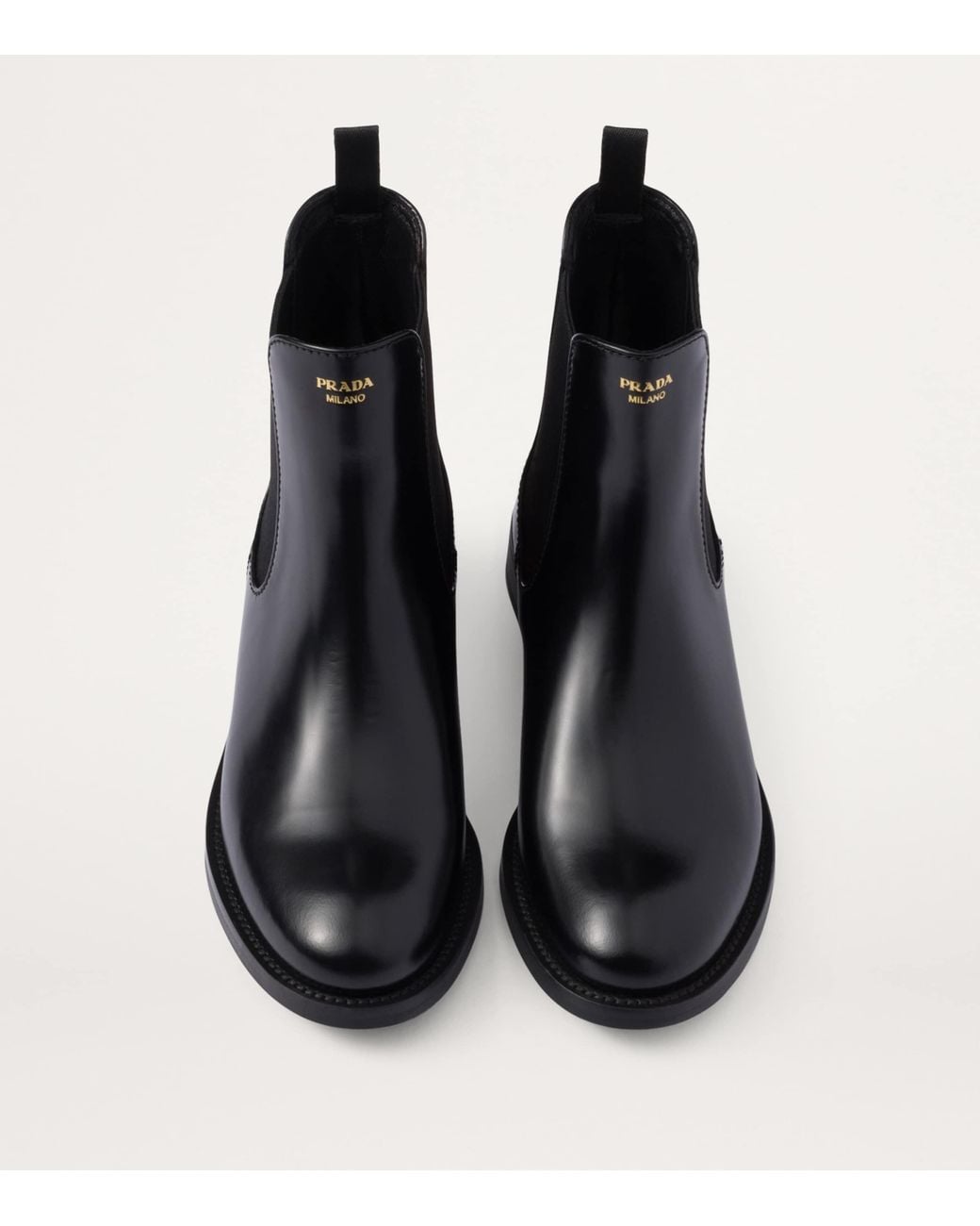 Prada Black Brushed Leather Ankle Boots