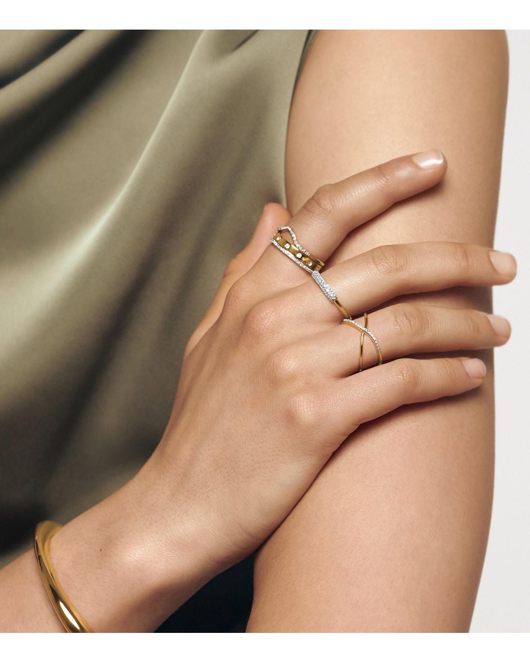 Monica Vinader Metallic Vermeil And Diamond Essential Station Ring
