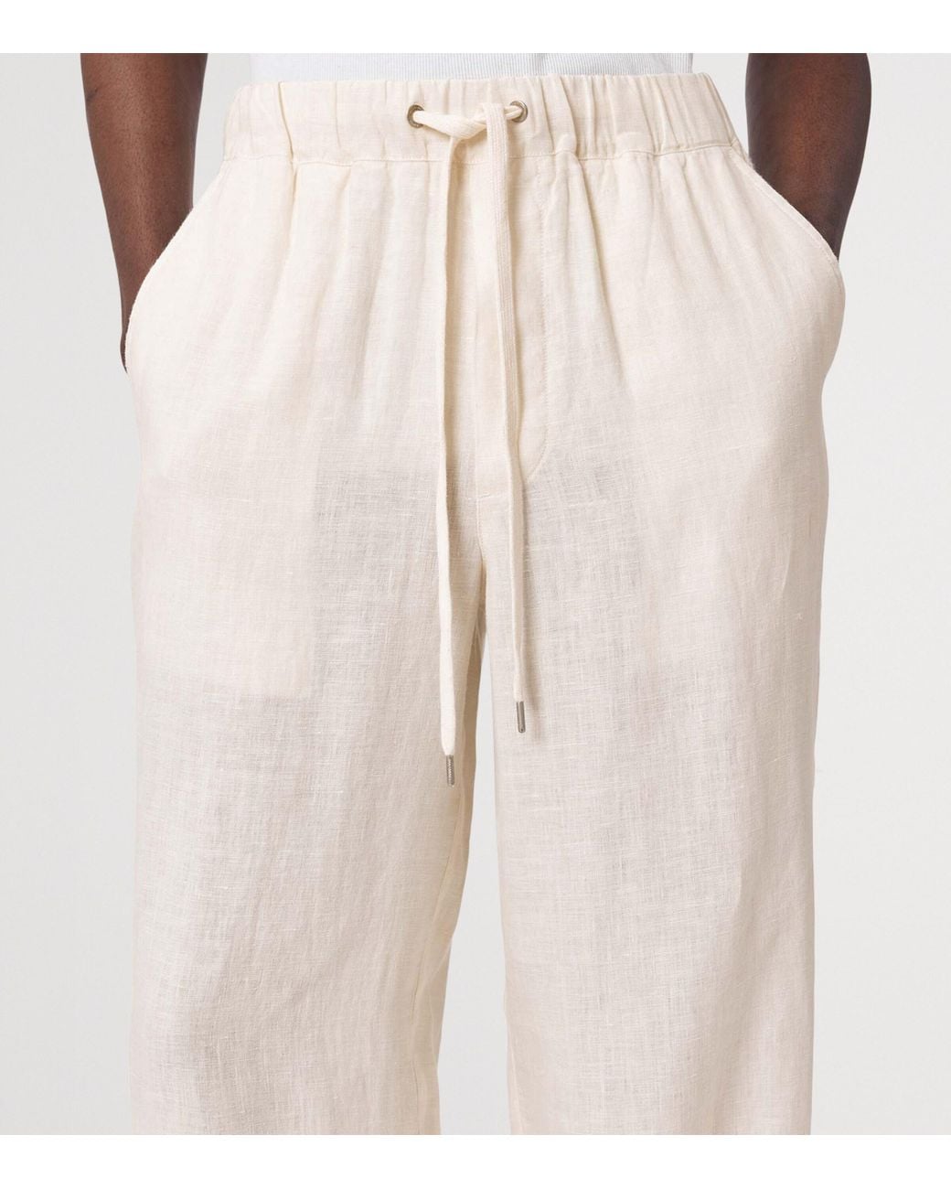 AllSaints White Linen Sharp Trousers for men