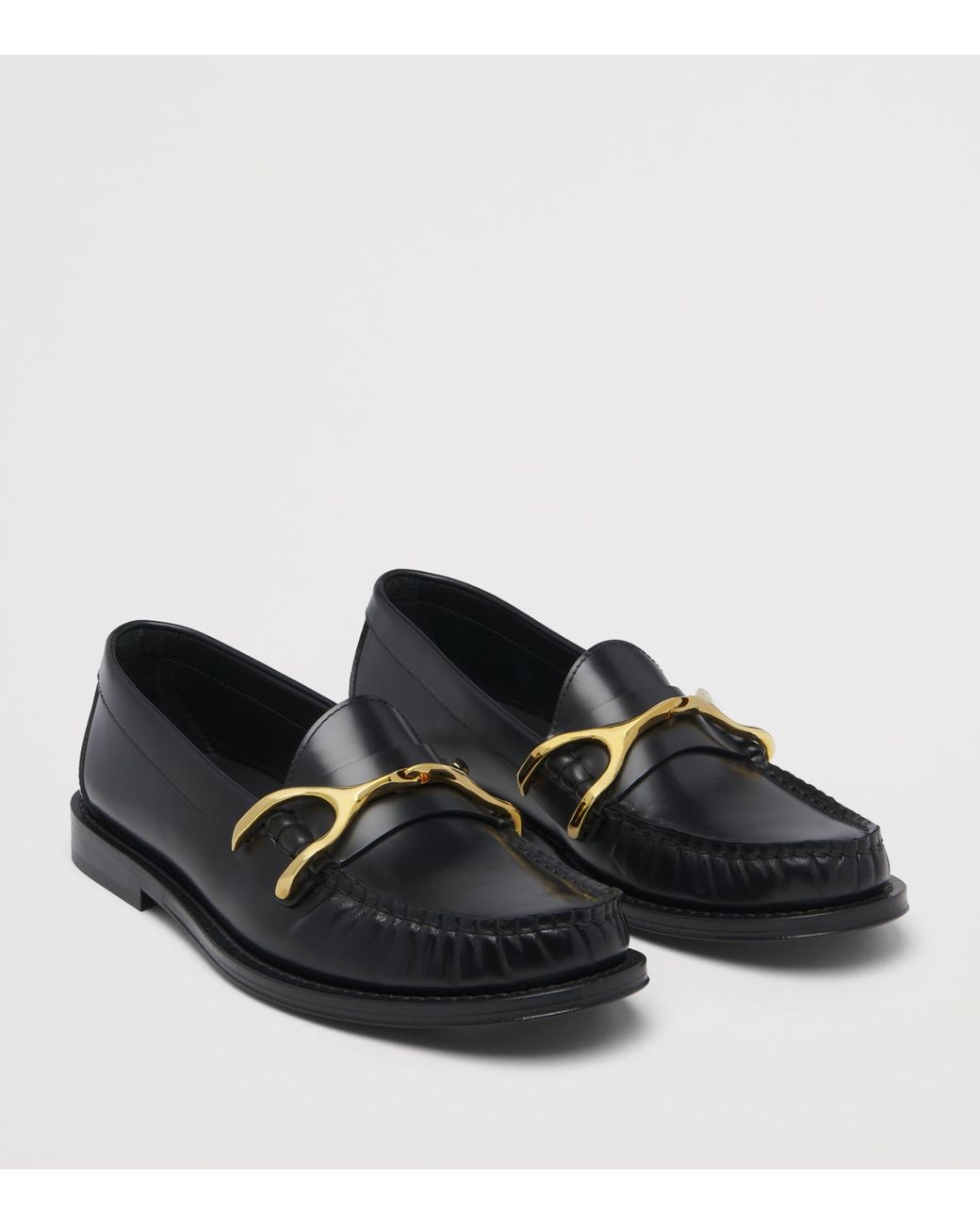McQueen Black Leather Wishbone Loafers