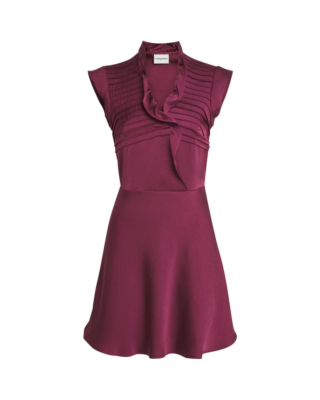 Claudie Pierlot Purple Satin Ruffled Mini Dress