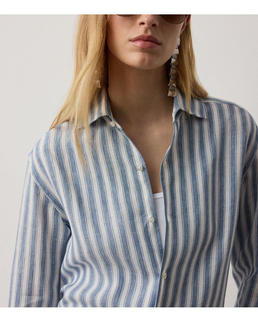 Ralph Lauren Blue Linen Capri Shirt