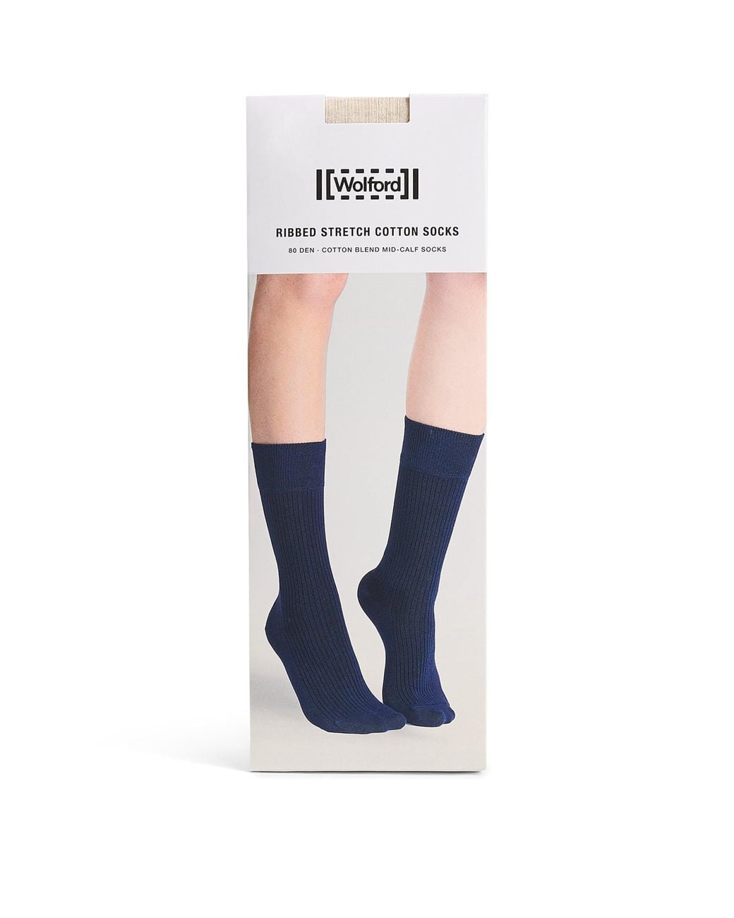 Wolford White Stretch-Cotton Ribbed Mid-Calf Socks