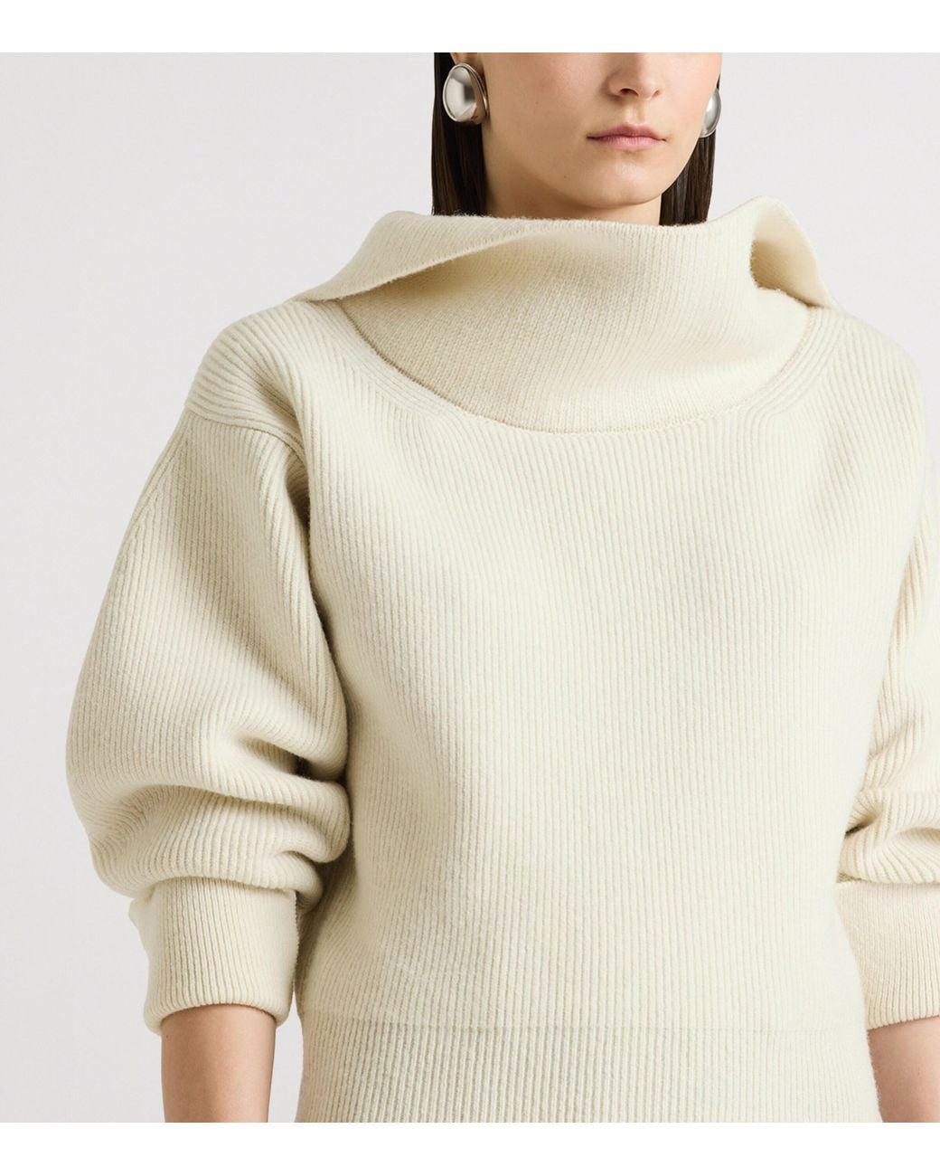 Givenchy White Wool-Blend Slashed Sweater