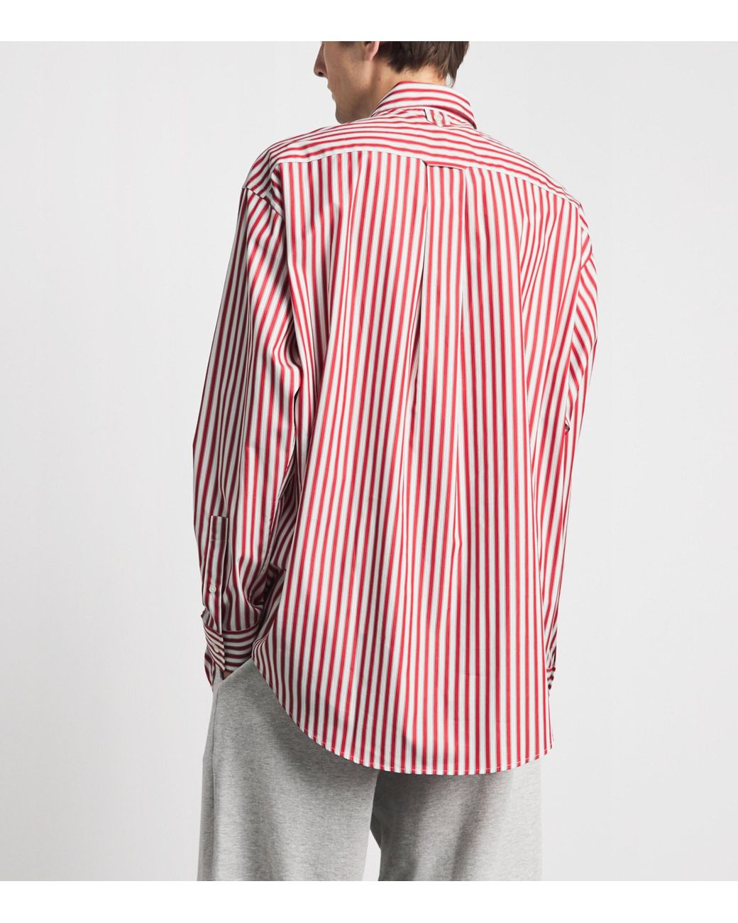 AMI Pink Cotton Oversized Stripe Shirt for men