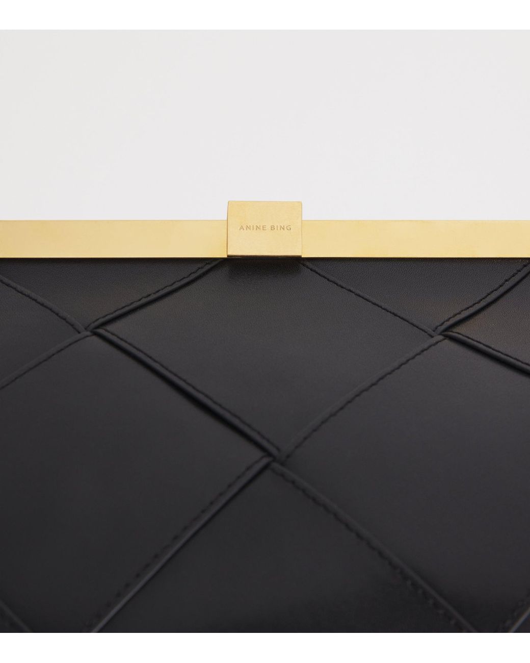 Anine Bing Black Leather Braided Anine Clutch Bag
