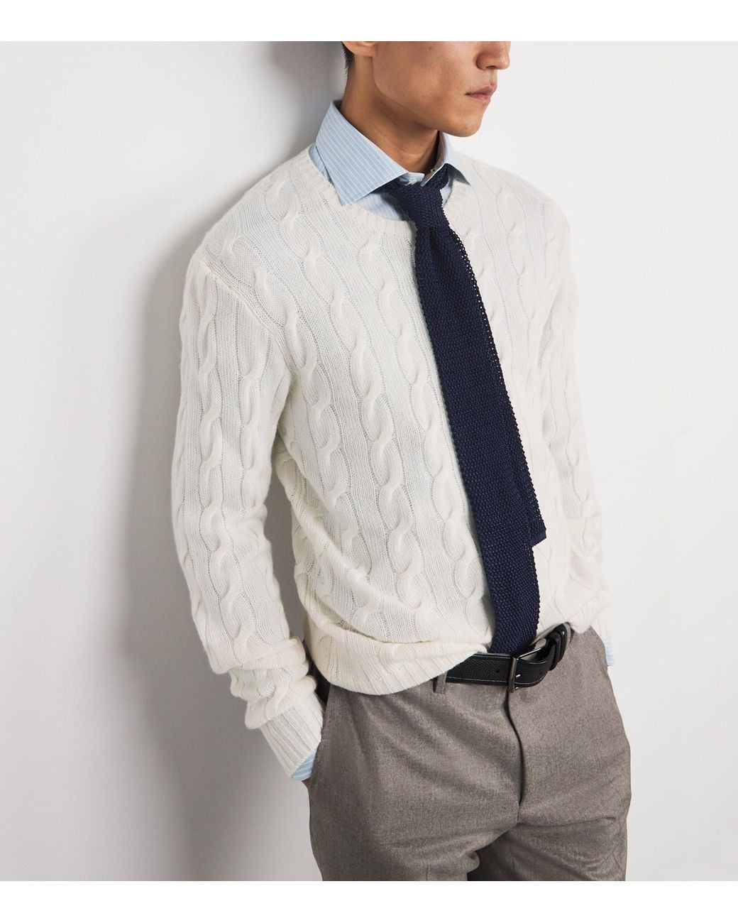 Ralph Lauren Blue Silk Knitted Tie for men
