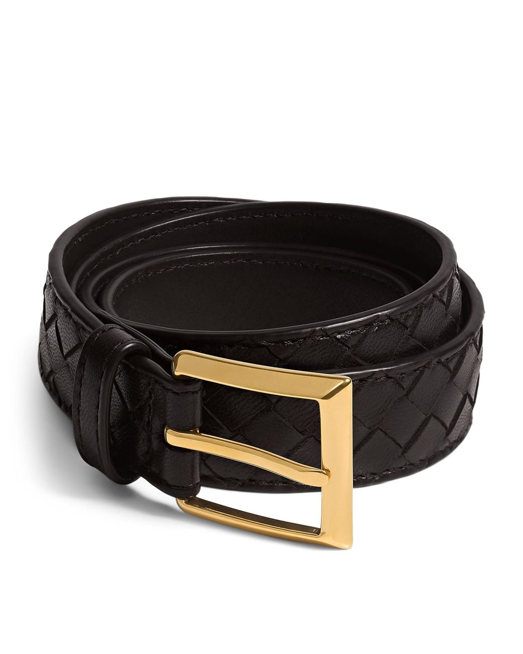 Bottega Veneta Black Calfskin Intrecciato Piccolo Belt