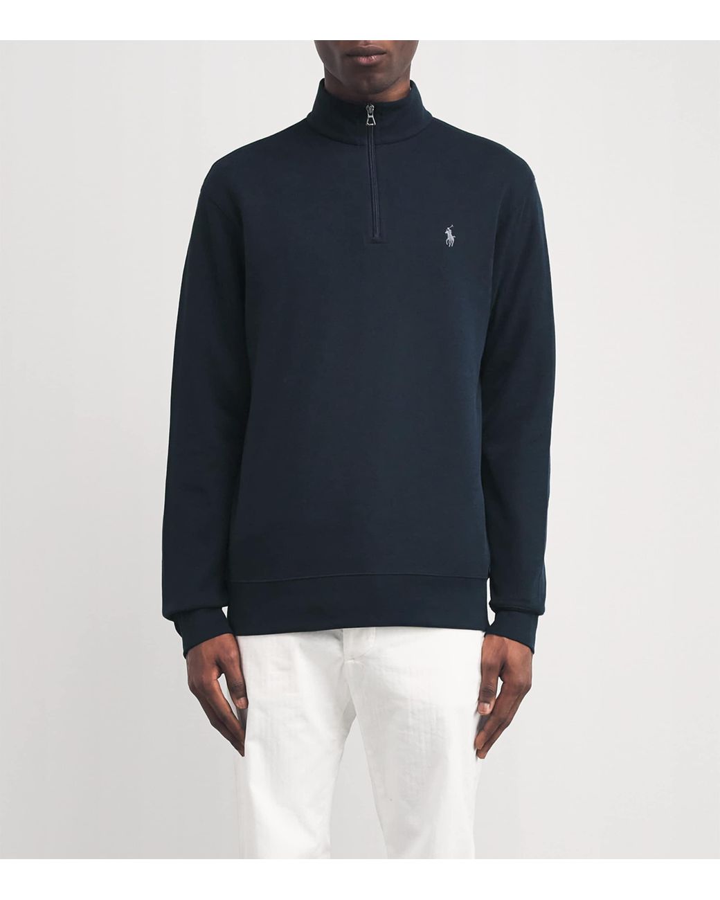 Polo Ralph Lauren Blue Cotton-Blend Quarter-Zip Sweater for men
