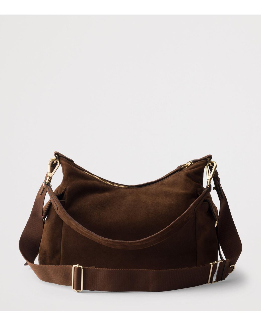 Prada Brown Large Suede Explore Shoulder Bag