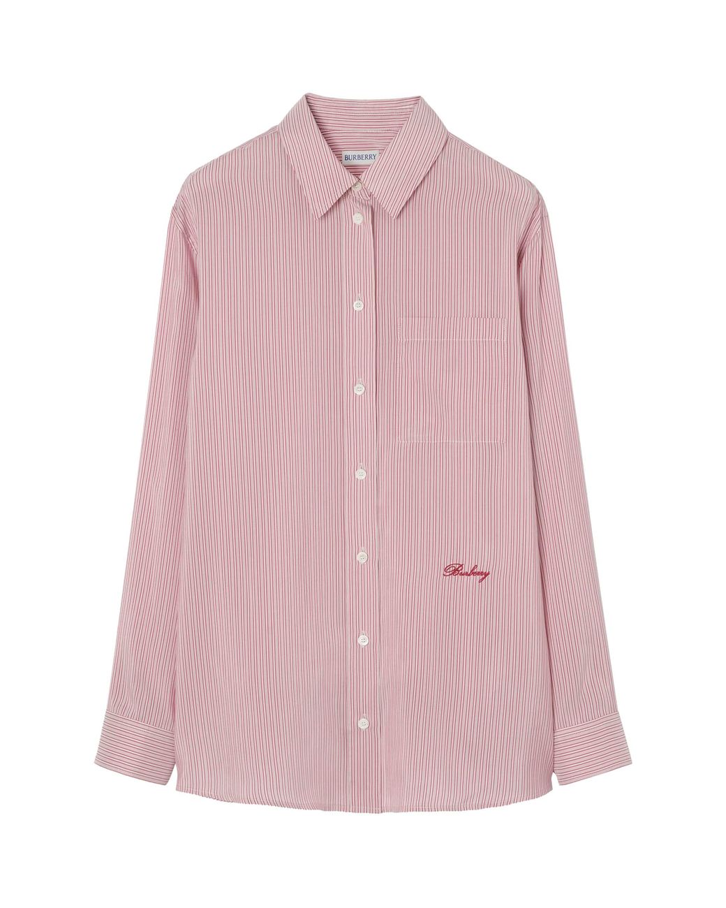 Burberry Pink Silk Stripe Relaxed Shirt