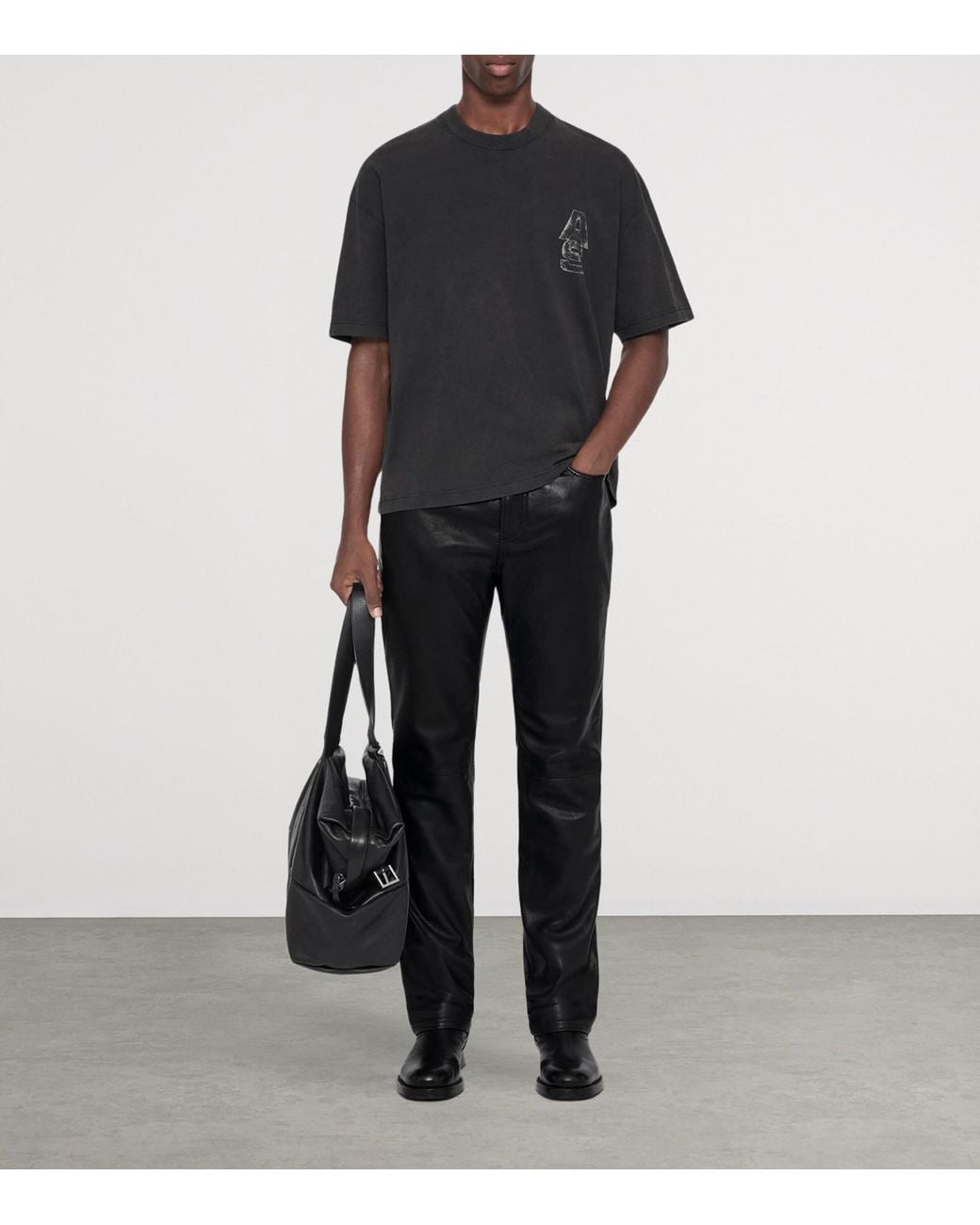 AllSaints Black Organic Cotton Roller T-Shirt for men