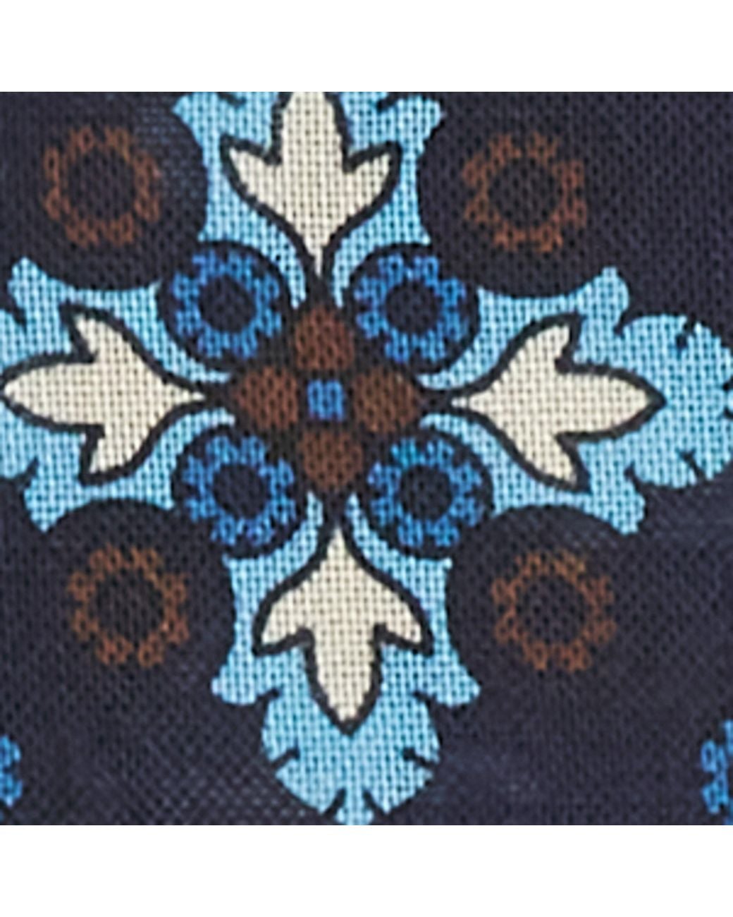 E.MARINELLA Blue Wool-Silk Floral Print Scarf for men