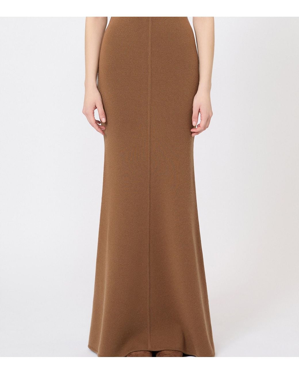Max Mara Brown Virgin Wool-Cashmere Knitted Maxi Skirt