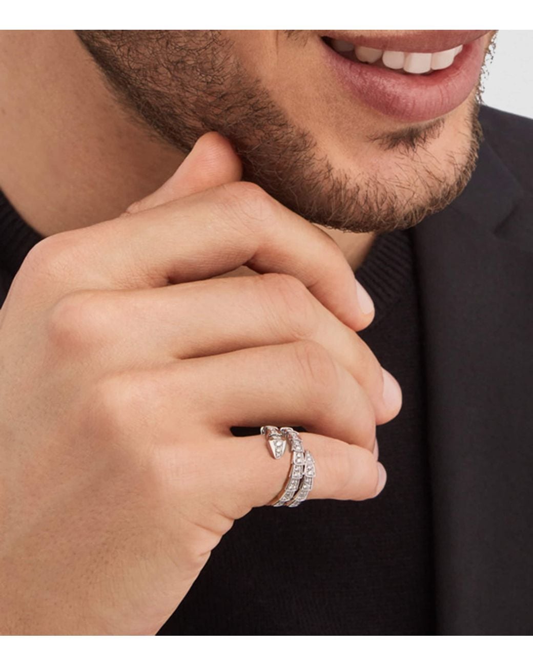 BVLGARI Metallic And Diamond Serpenti Viper Ring