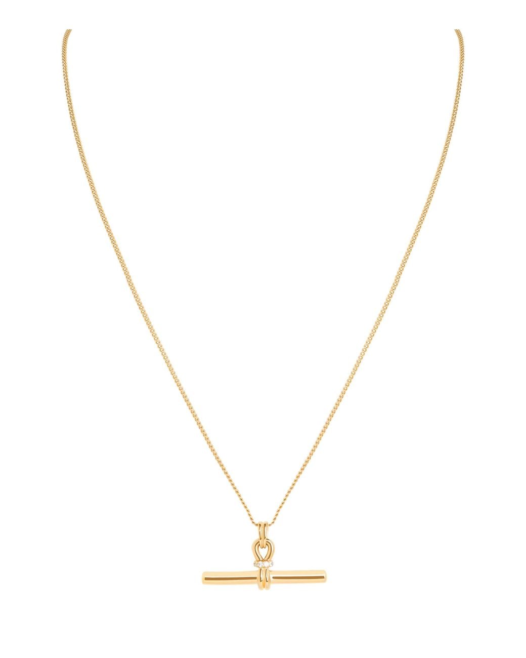 Astrid & Miyu Metallic Plated T-Bar Pendant Necklace