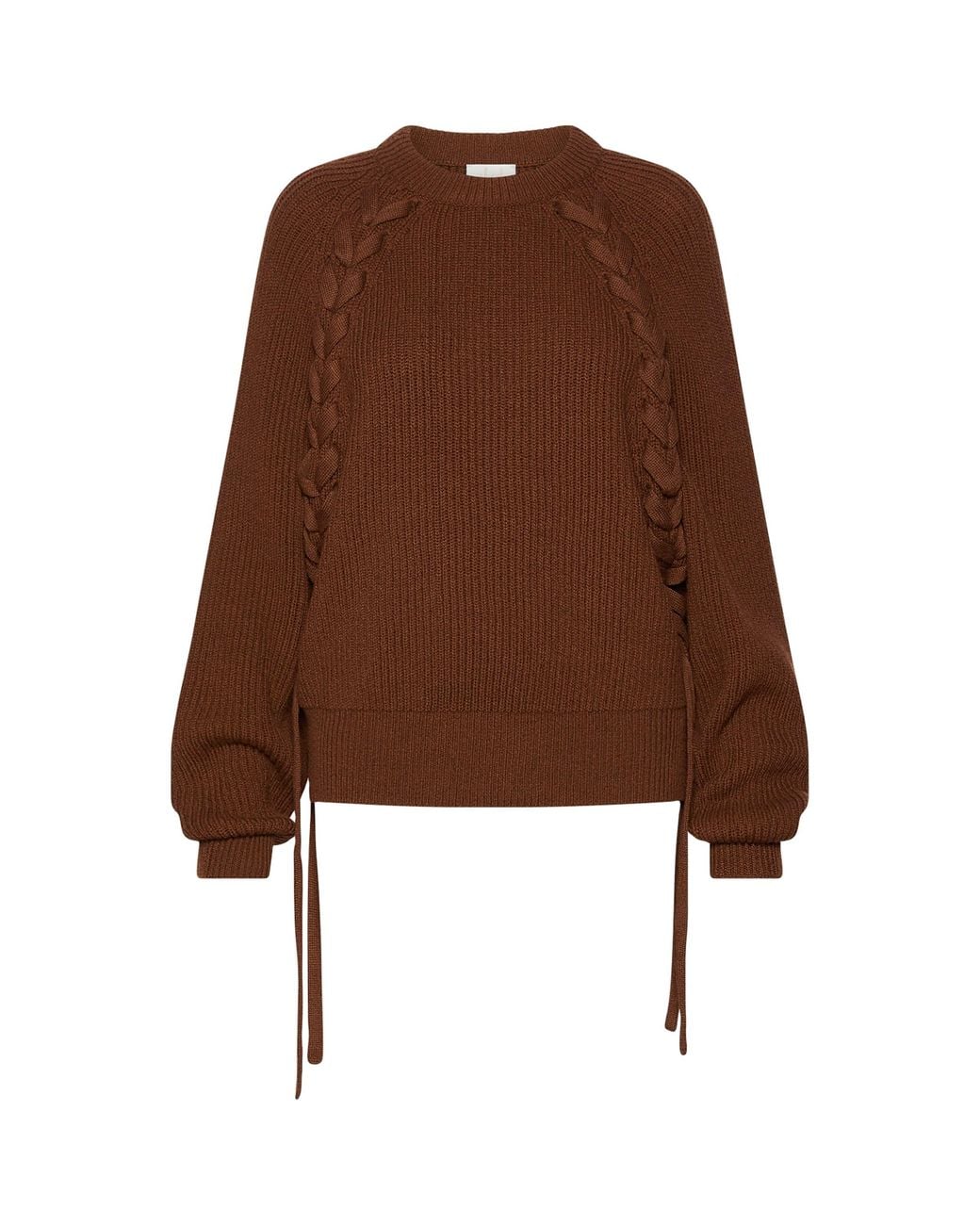 Marella Brown Wool Lace-Detail Sweater
