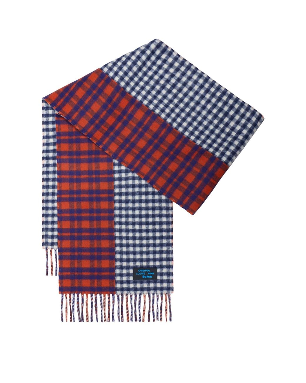 Loewe Red X Cosima Von Bonin Wool-Cashmere Check Scarf