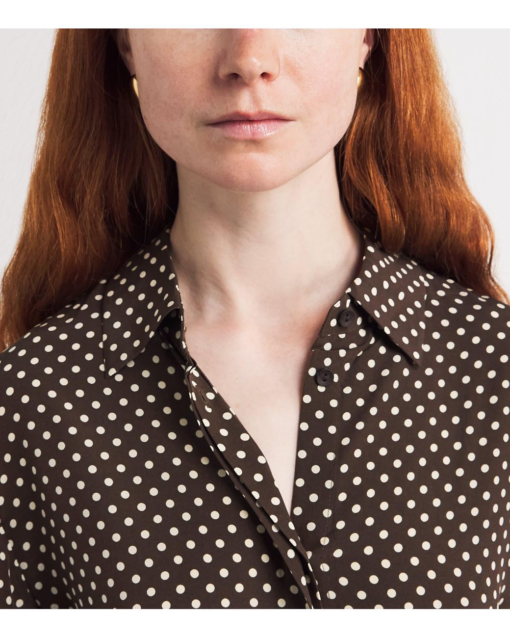 Matteau Brown Silk Polka Dot Shirt
