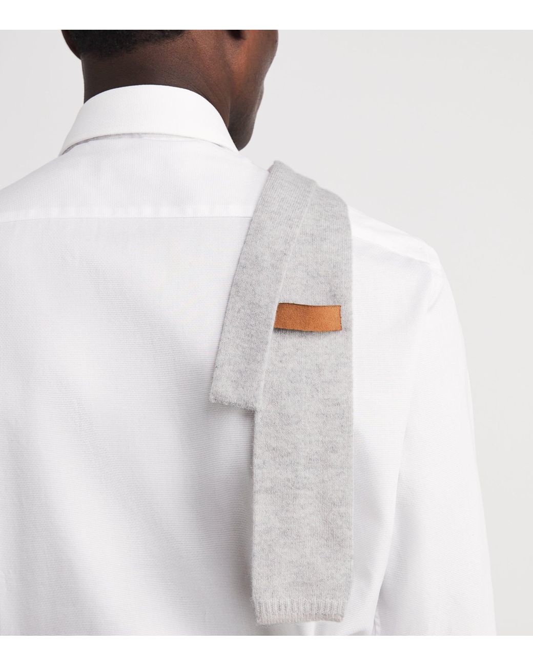 Eleventy White Cashmere Knitted Tie for men