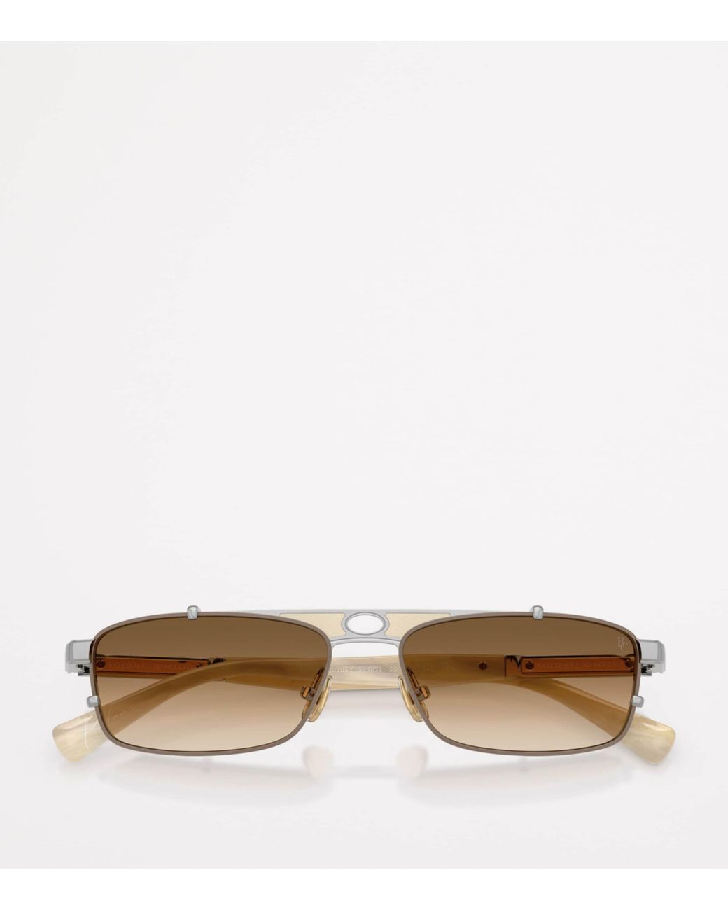 Brunello Cucinelli Natural Titanium Rectangular Paloma Sunglasses