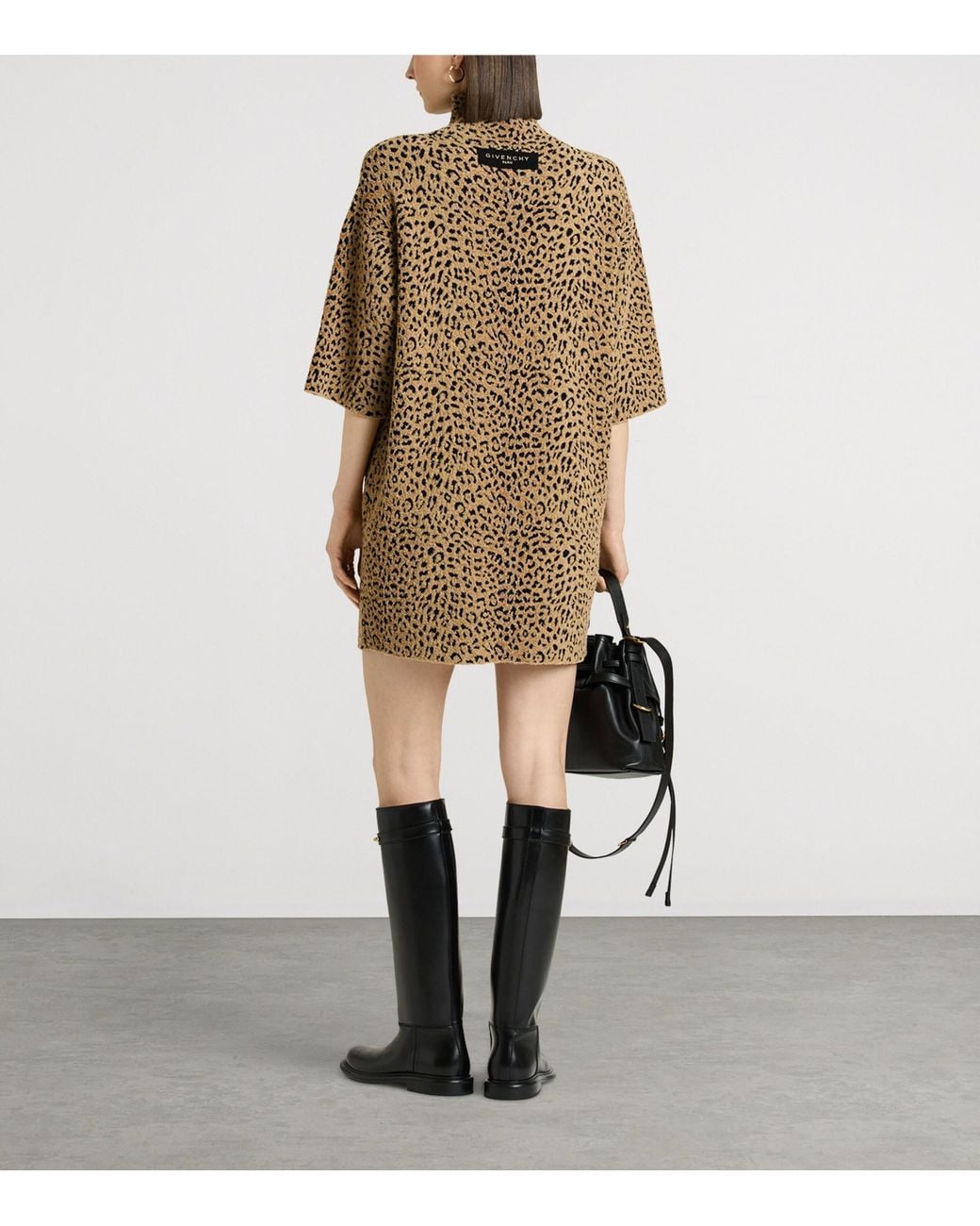 Givenchy Brown Leopard Print High-Neck Mini Dress