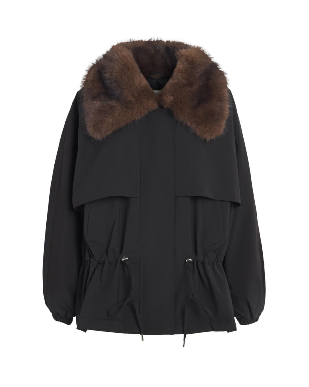 Charoux Black Faux Fur-Collar Arctik Parka Jacket