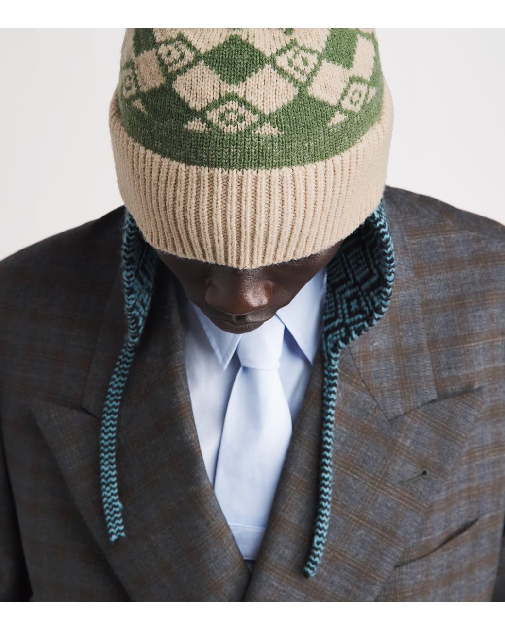 Dries Van Noten Metallic Wool Jacquard Hat for men