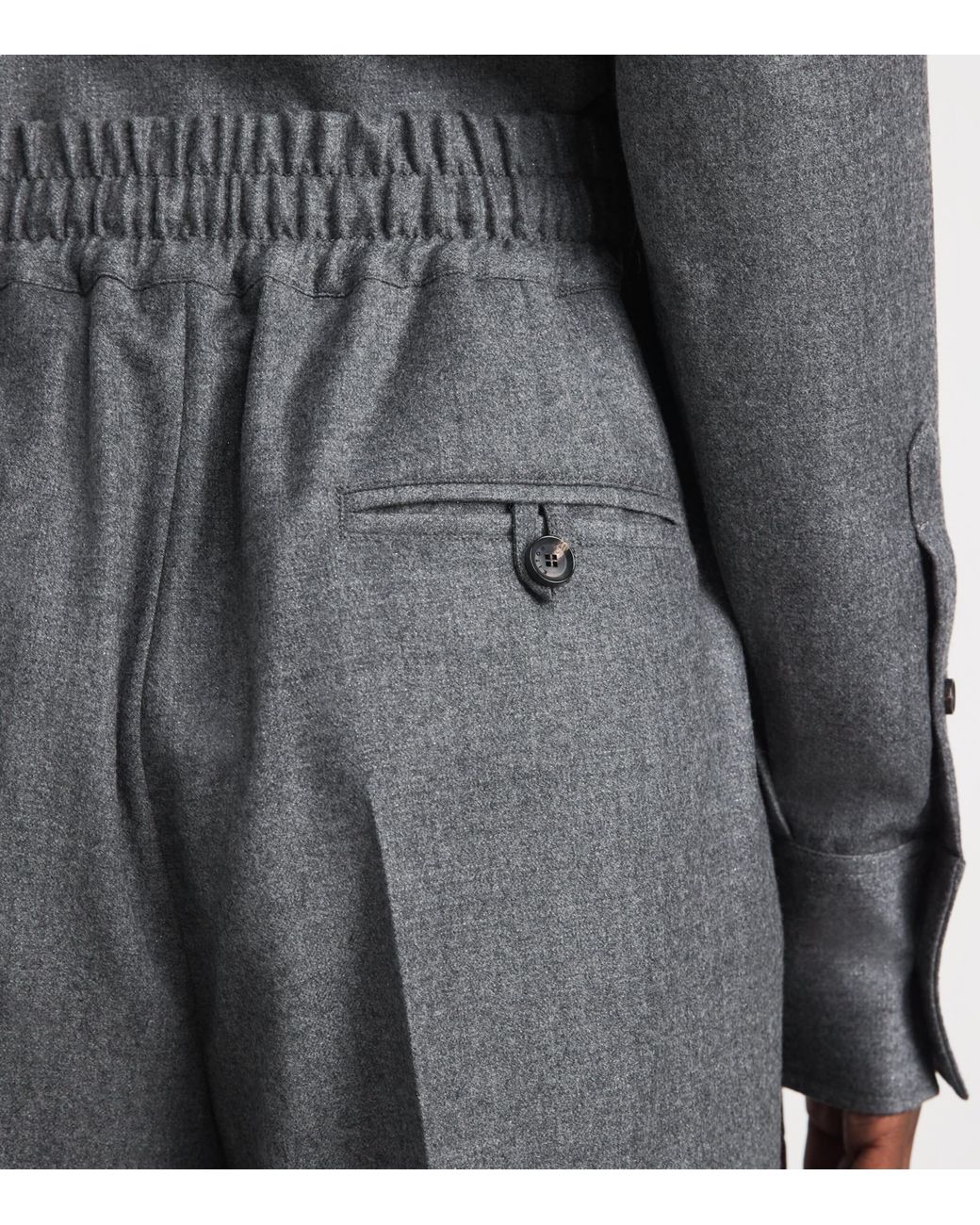 Kiton Gray Virgin Wool Drawstring Trousers