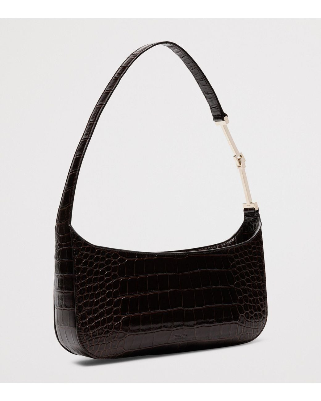 Tom Ford Black Small Croc-Embossed Leather Arc Shoulder Bag