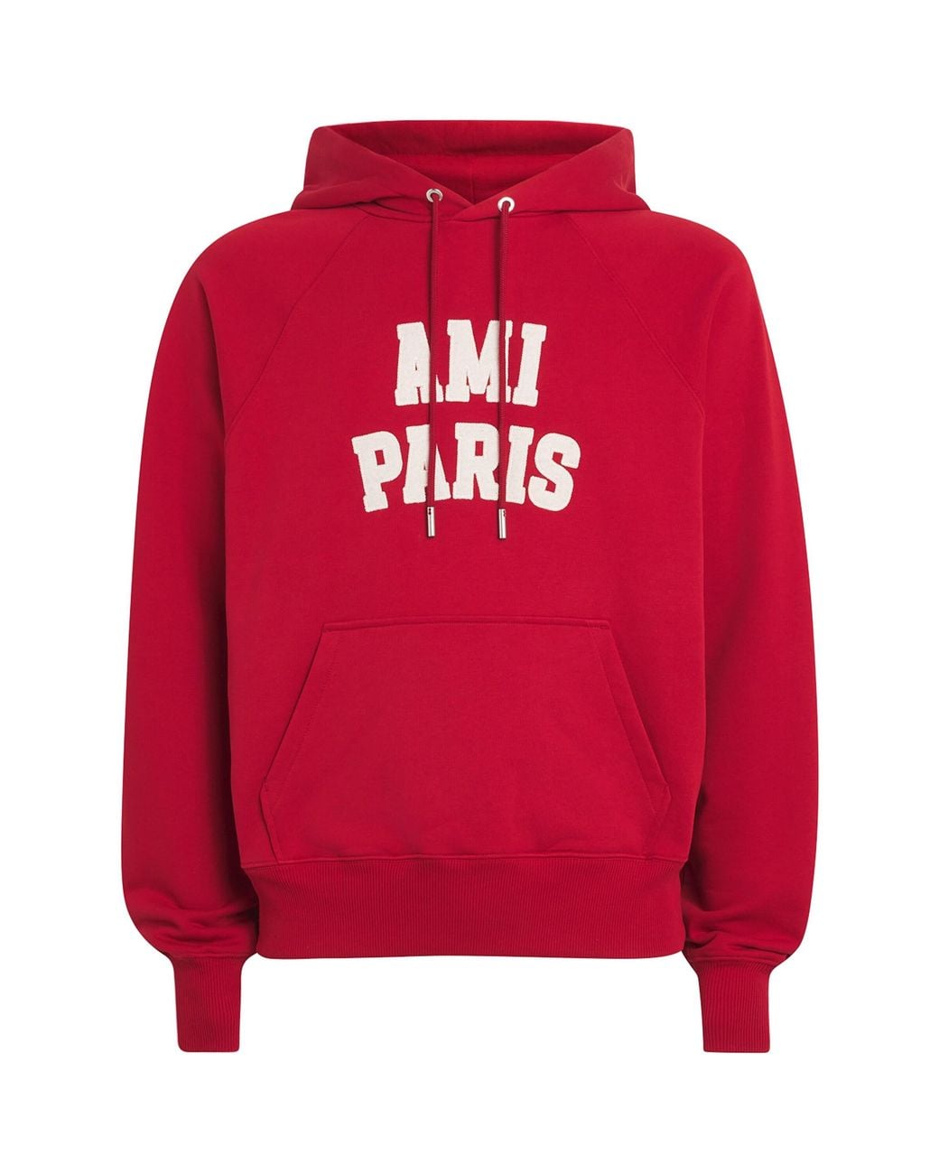 AMI Red Cotton Logo Hoodie for men