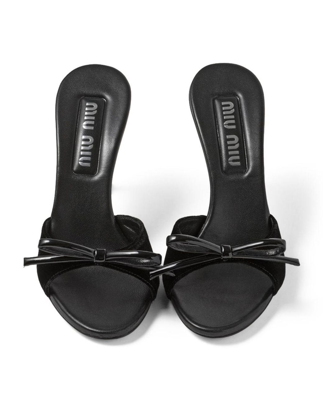 Miu Miu Velvet Heeled Mules 85 in Black | Lyst UK