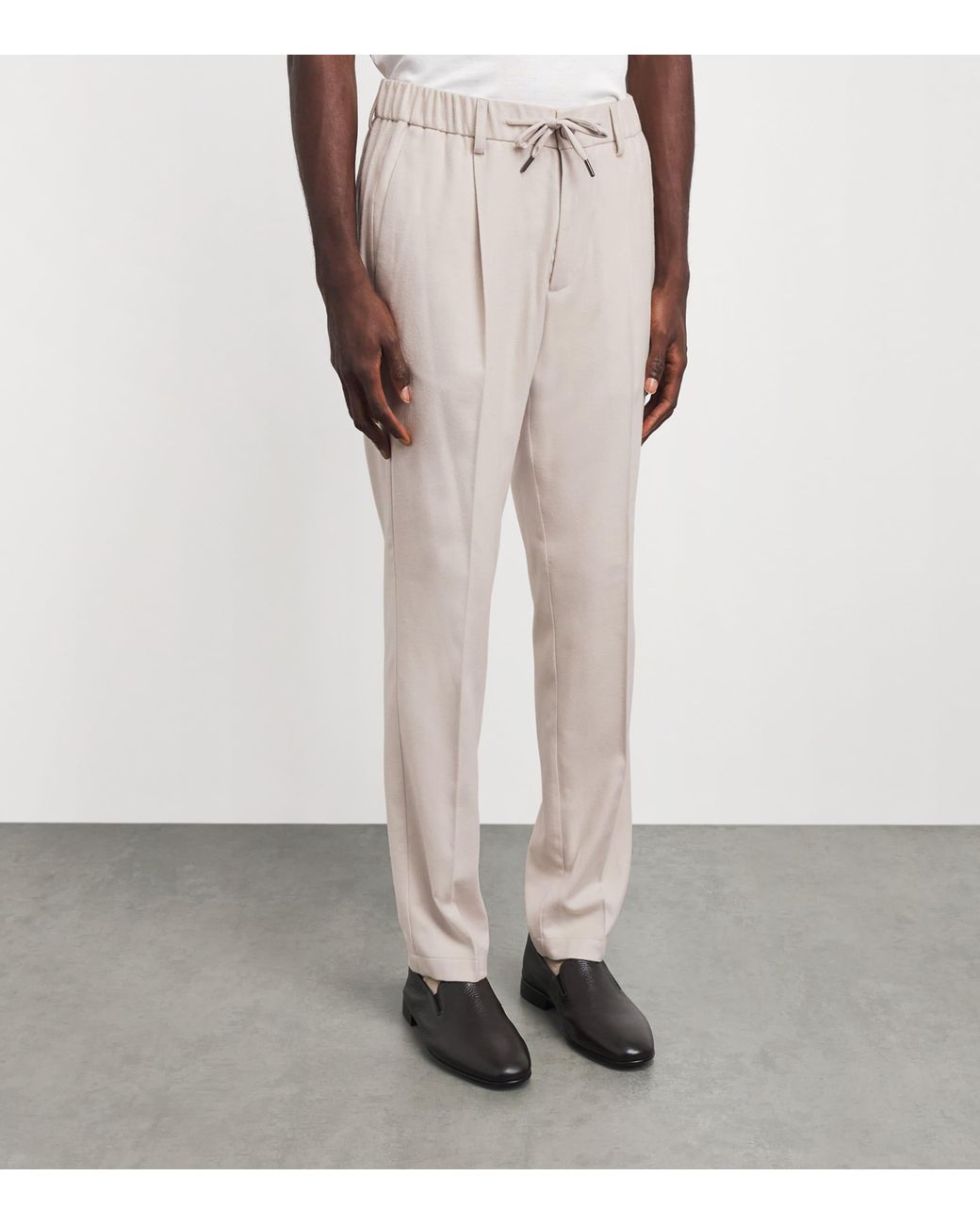 Herno Gray Silk-Cashmere Drawstring Trousers for men