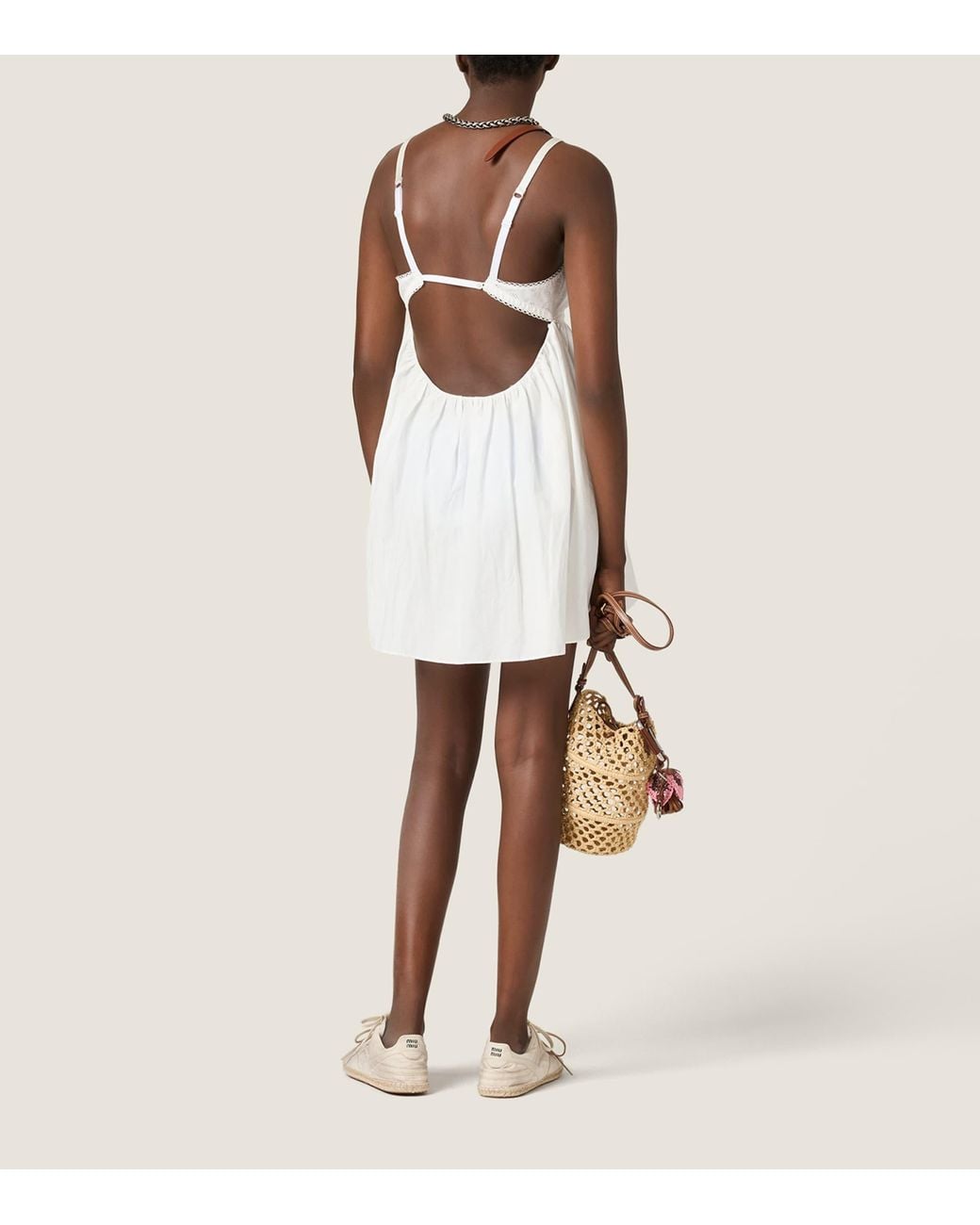 Miu Miu White Eyelet-Embroidered Mini Dress