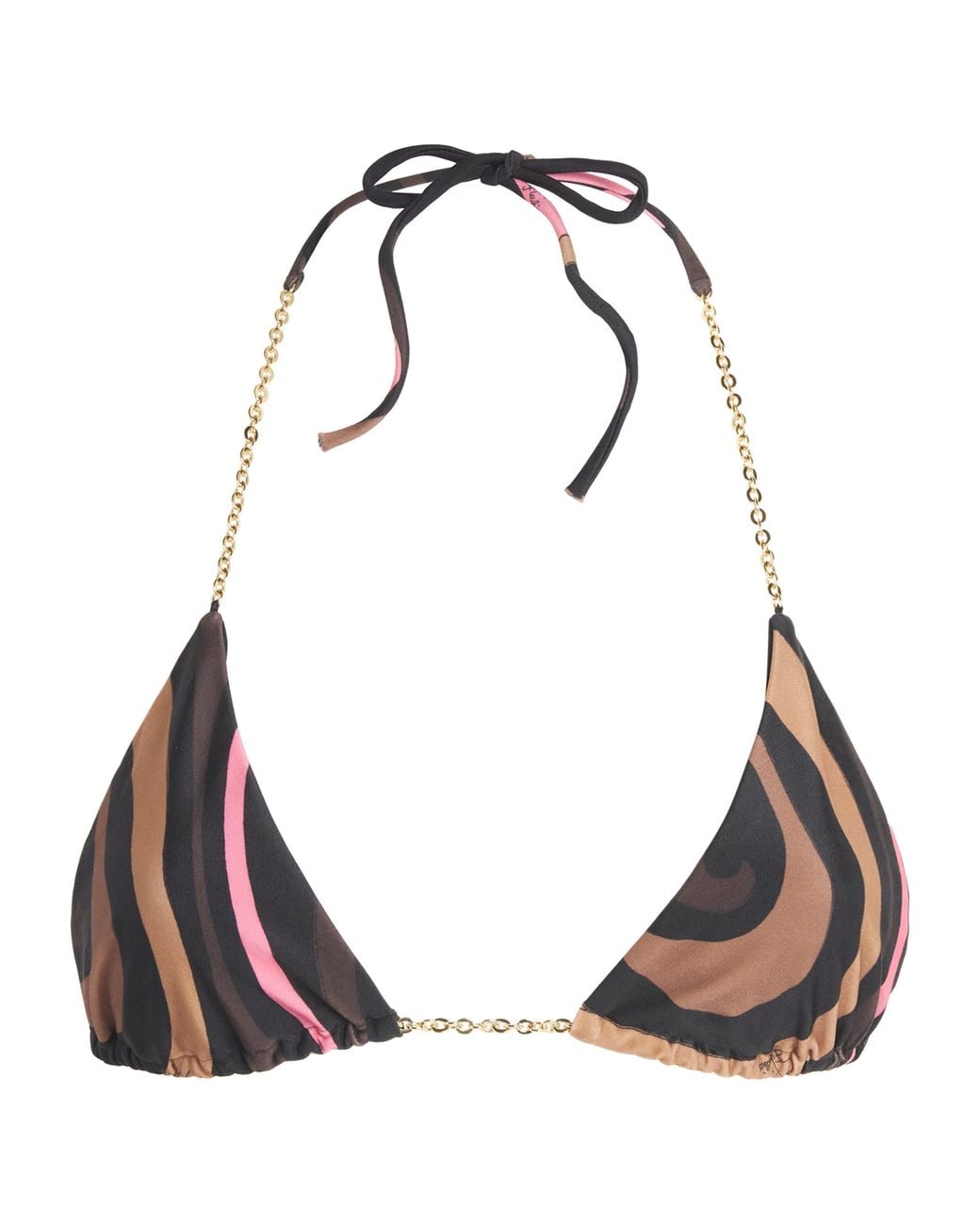 Emilio Pucci Brown Chain Printed Bikini Top