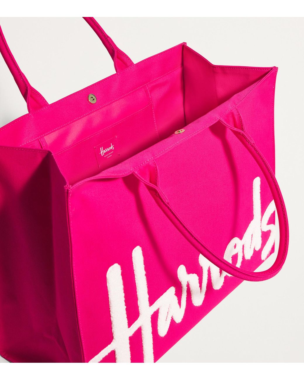 Harrods Pink Large Cotton Logo Tote Bag