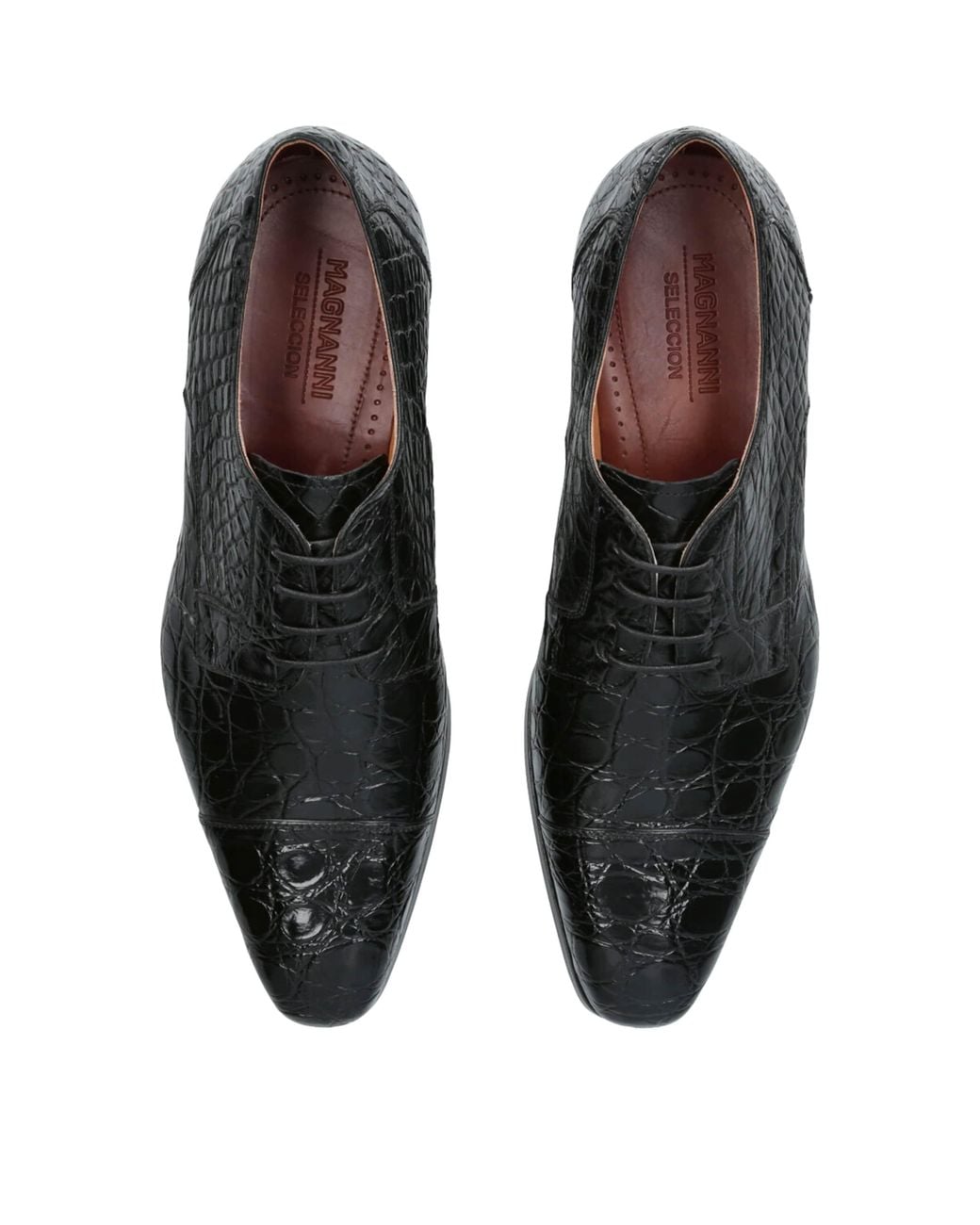Magnanni Shoes Black Crocodile Leather Oxford Shoes for men