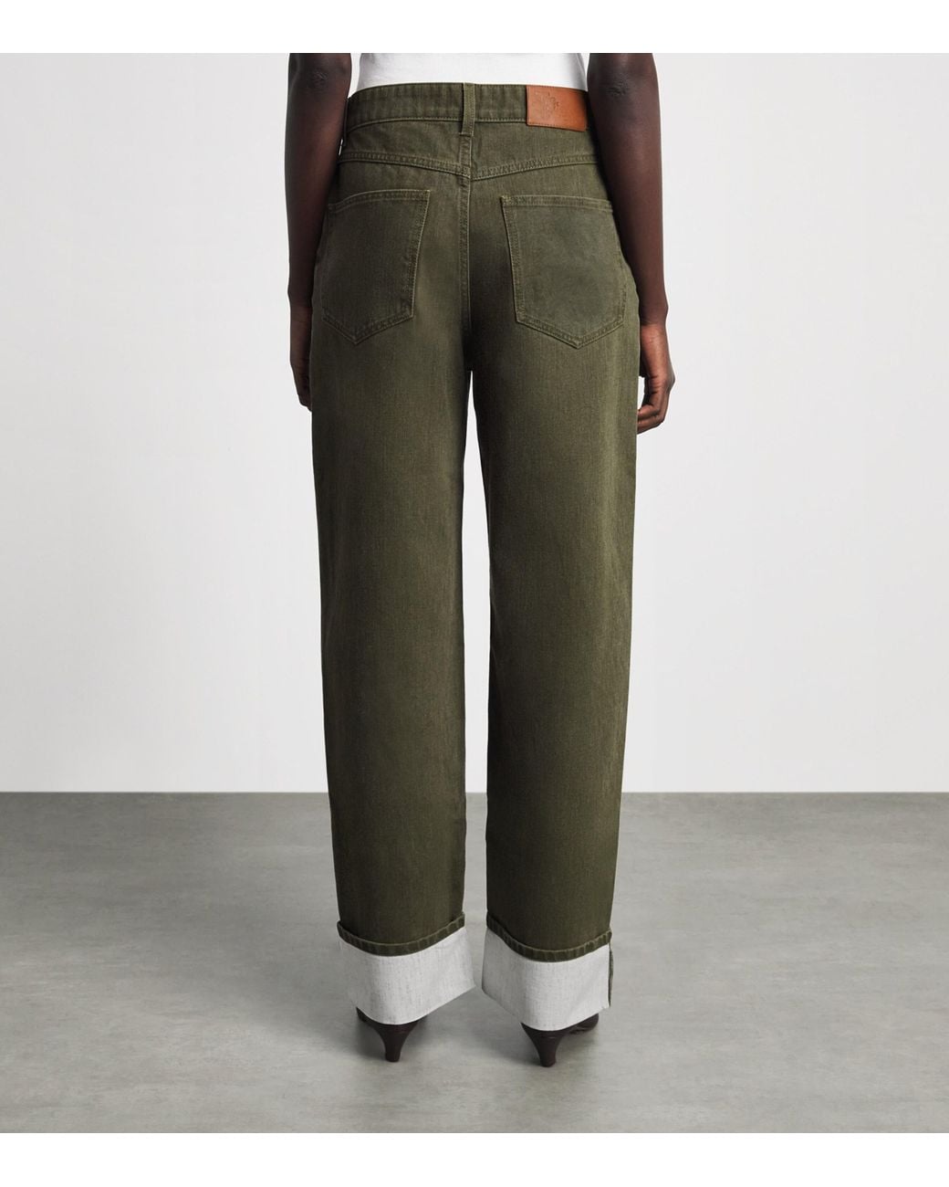 Tory Burch Green Slim Cuffed Jeans
