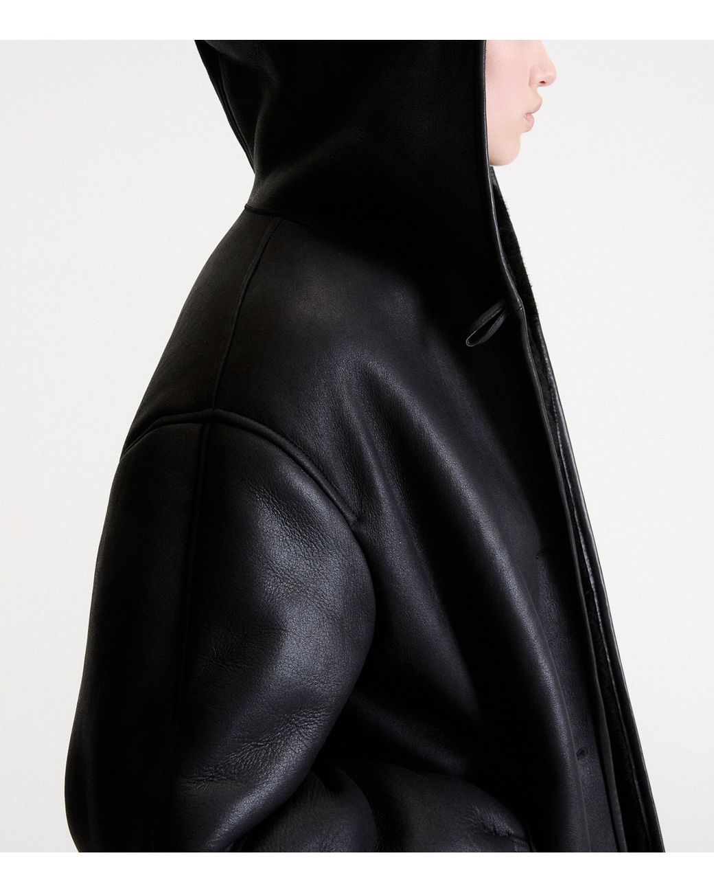 Marella Black Ram Leather Hooded Jacket