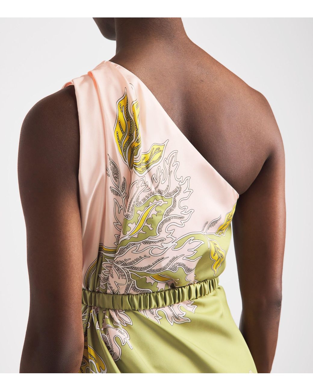 LaDoubleJ Metallic Silk One-Shoulder Maxi Dress