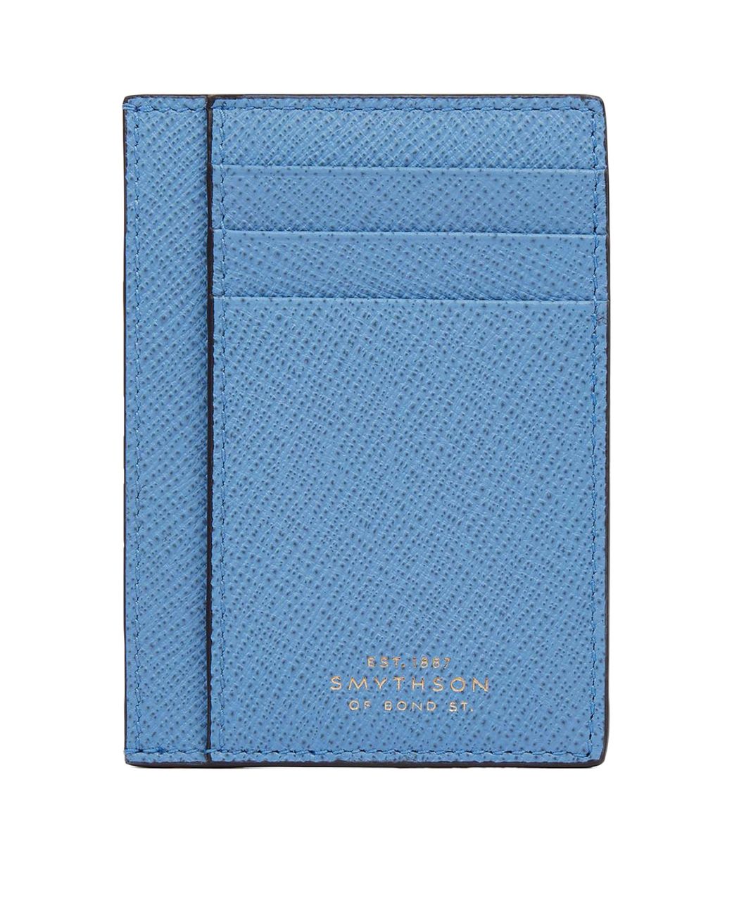 Smythson Blue Panama Leather Compact Card Holder for men