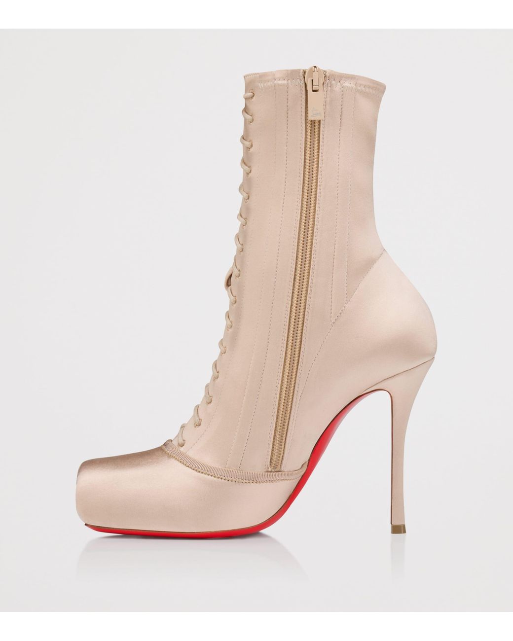 Christian Louboutin Natural Pavlova Leather-Satin Boots 100