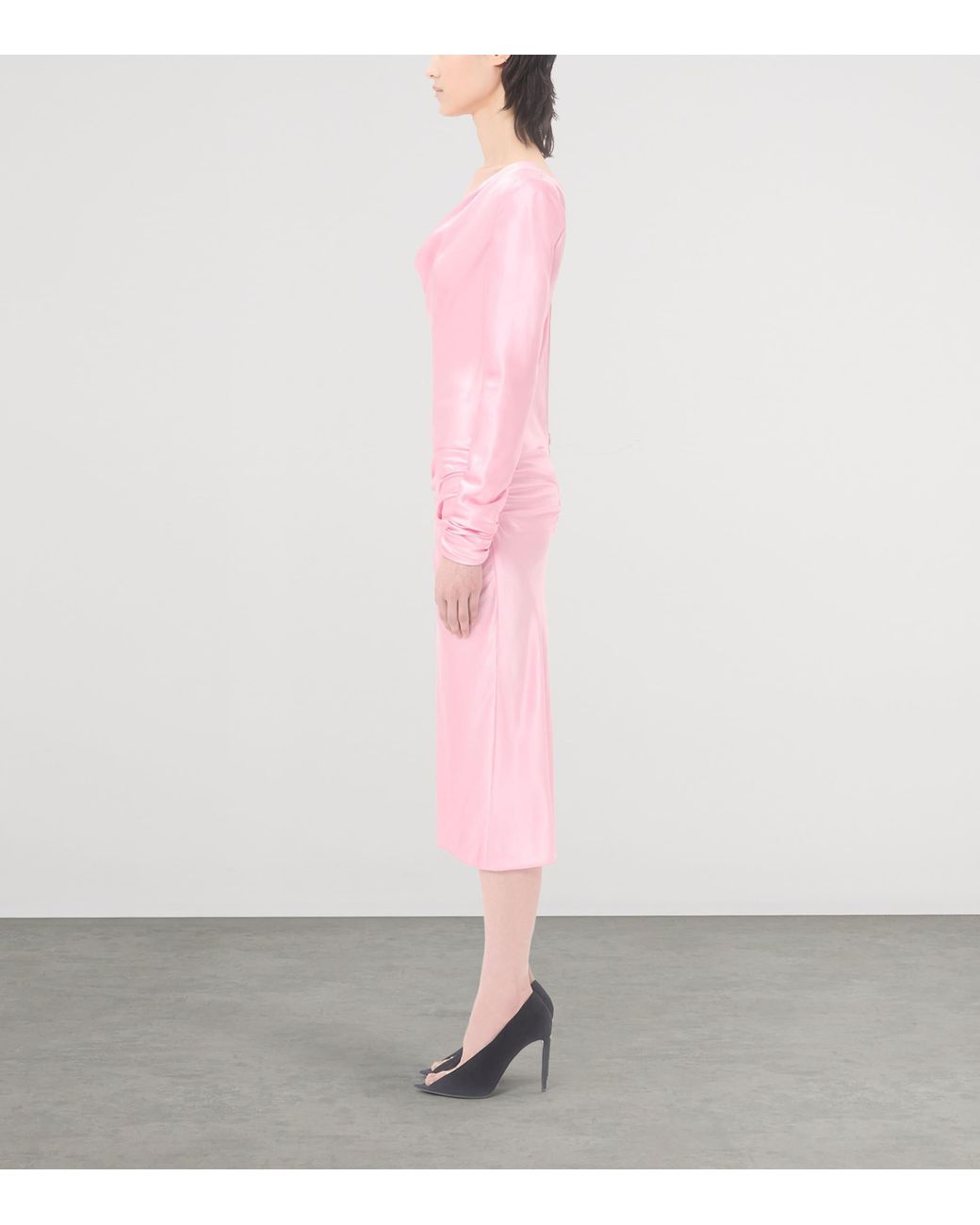 Valentino Pink Silk Draped Midi Dress