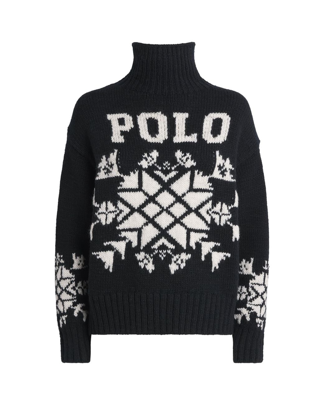 Polo Ralph Lauren Black Wool Logo Polo Sweater