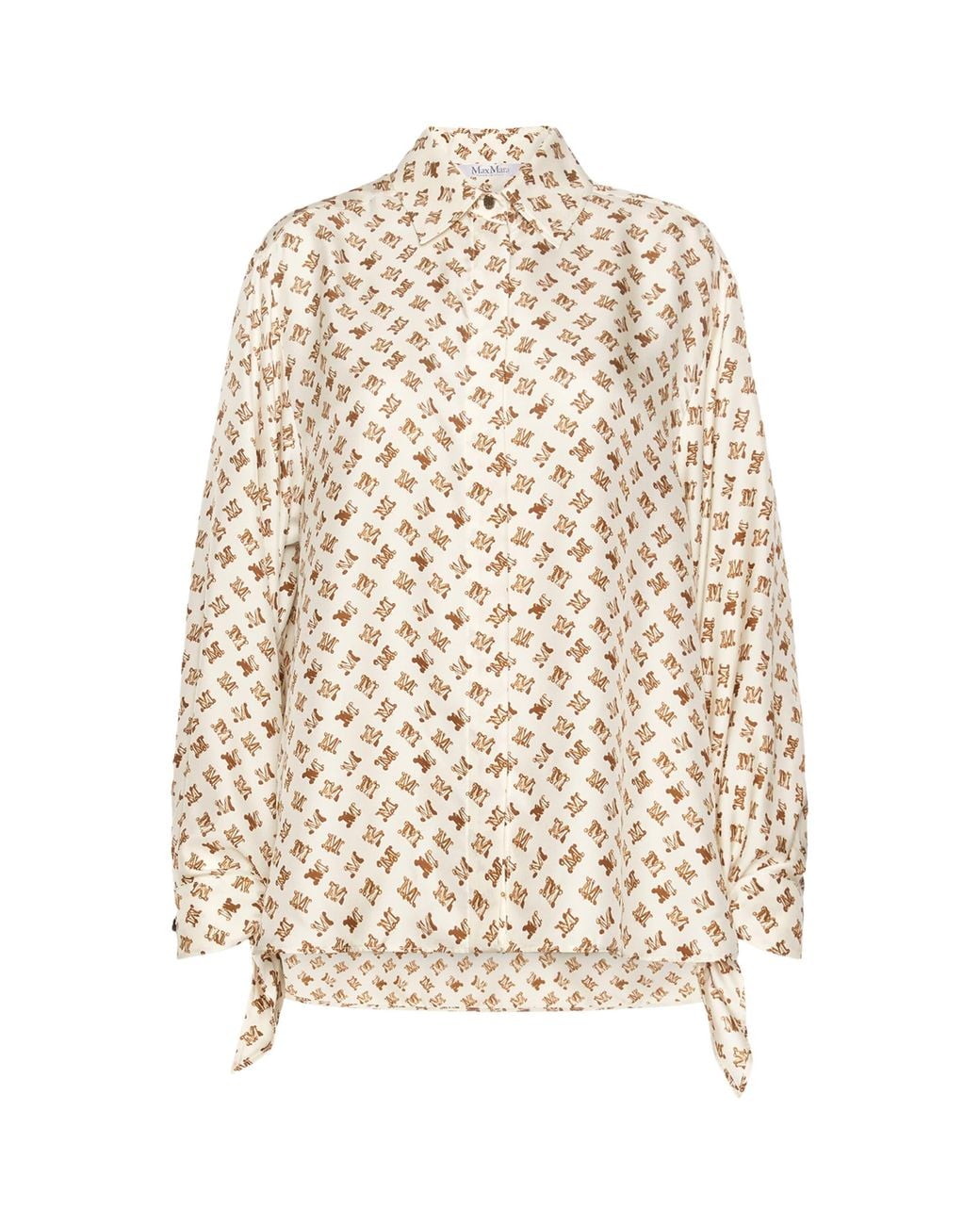 Max Mara White Silk Logo-Print Shirt